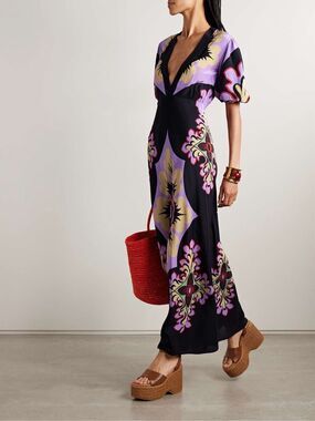 LA DOUBLEJ Marlene printed silk-crepe maxi dress Size Medium $1390